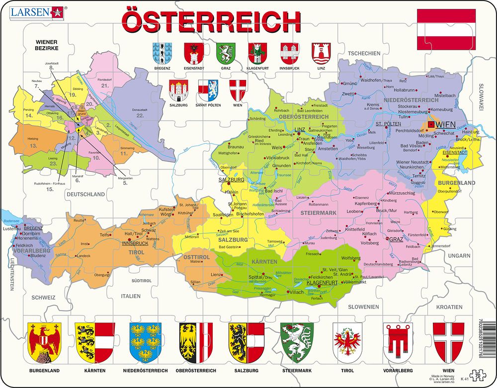 Larsen Puzzle - Österreich politická mapa : K41