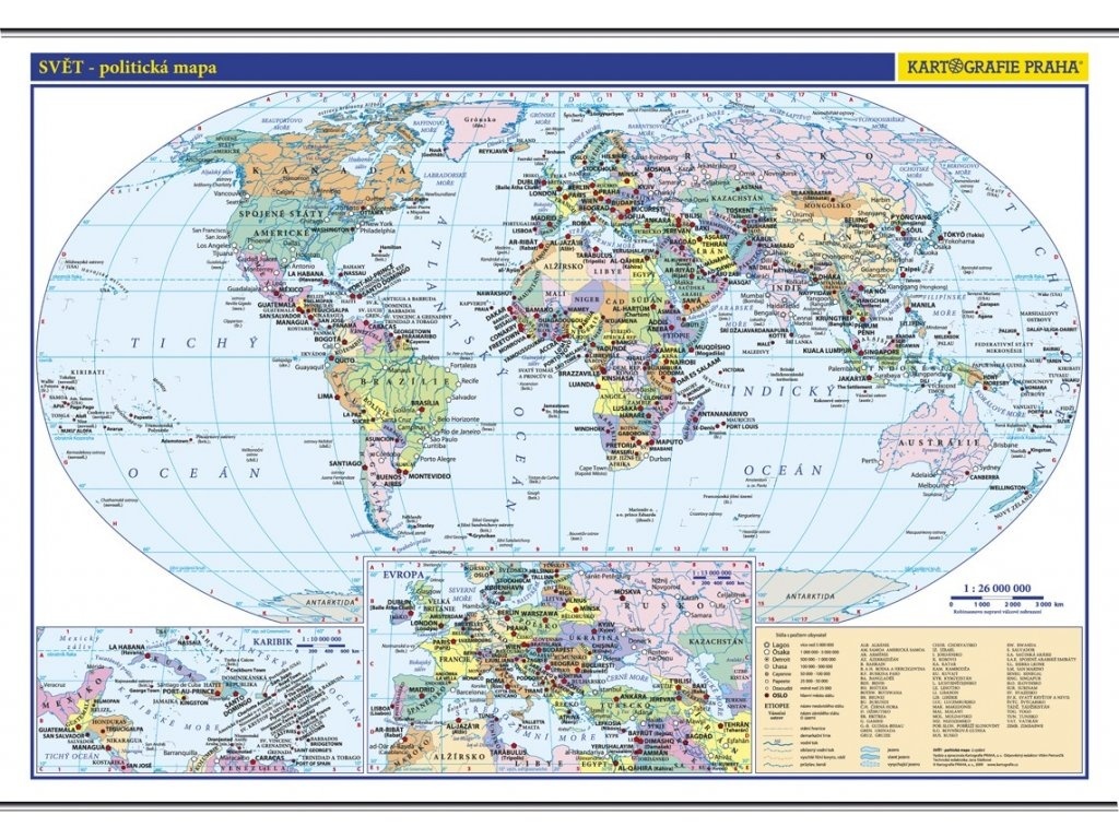 Svět – školní nástěnná politická mapa