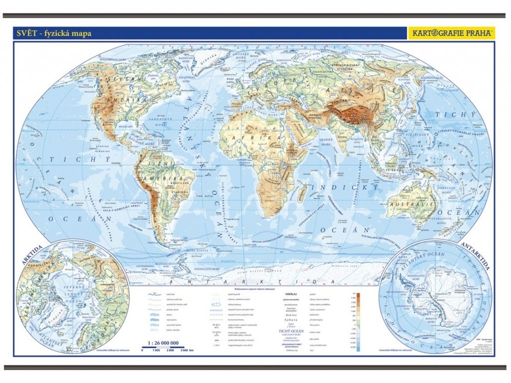 Svět – školní nástěnná fyzická mapa