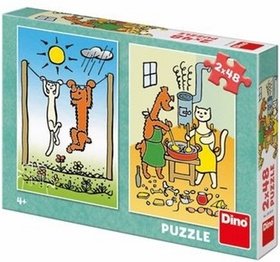 Puzzle 2x48 Pejsek a kočička
