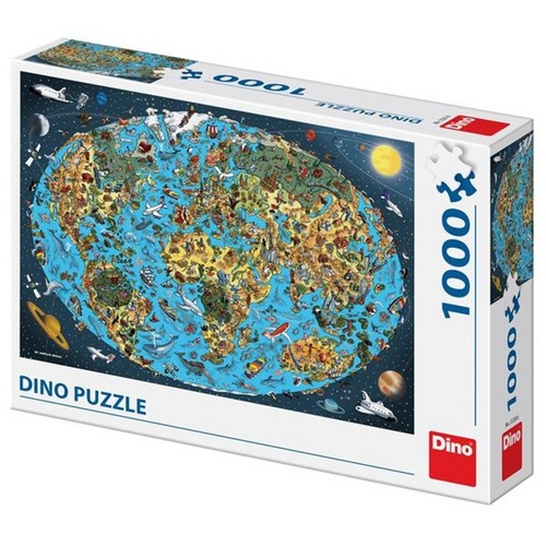 Puzzle 1000 Kreslená mapa světa