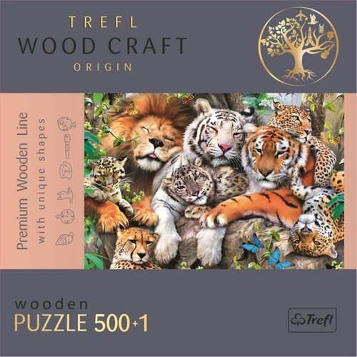 Dřevěné puzzle Divoké kočky v džungli 501 dílků