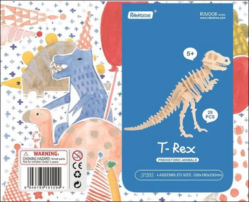 Dřevěné 3D puzzle Tyrannosaurus Rex