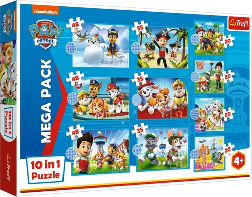 Puzzle Tlapková patrola MEGA PACK 10v1