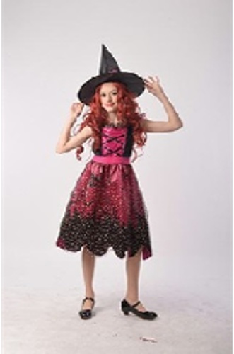 Kostým čarodějnice růžová 130-140 cm