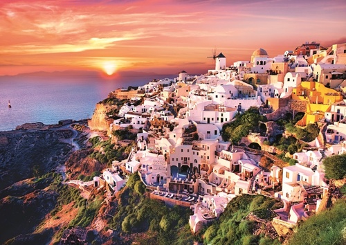 Puzzle Západ slunce nad Santorini, Řecko 1000 dílků