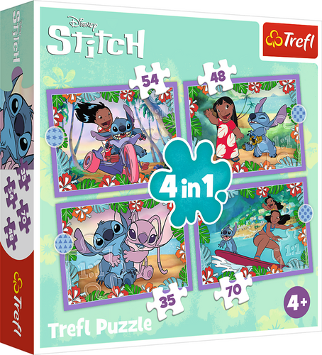 Puzzle Lilo&Stitch Bláznivý den 4v1 (35,48,54,70 dílků)