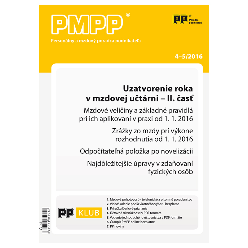 PMPP 4-5/2016 Uzatvorenie roka v mzdovej učtárni - II. časť